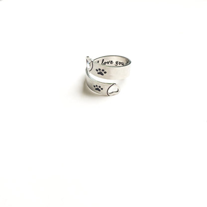 Anillo de Pata y Corazón Entrelazado Ajustable