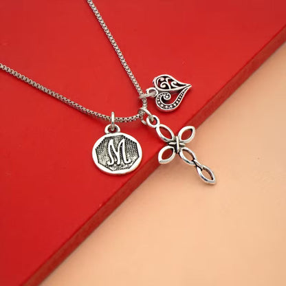 Collar Corazón y Cruz con inicial