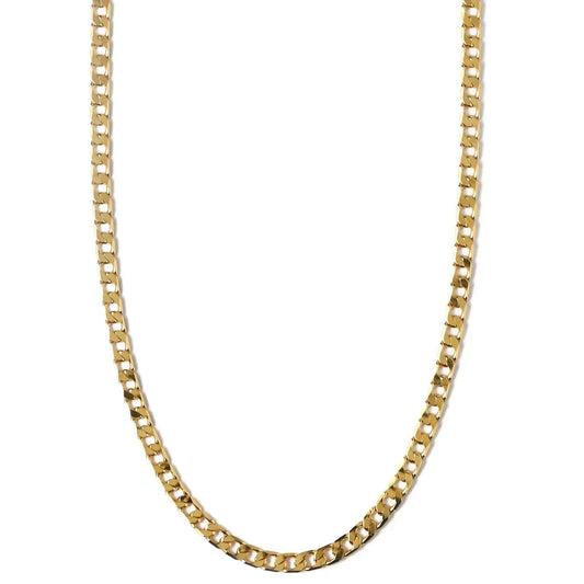 Collar de Cadena Curb de Eslabones Planos | Oro