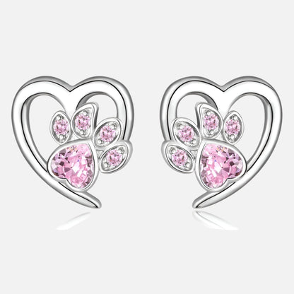 Pendientes de Pata y Corazón con Zirconia