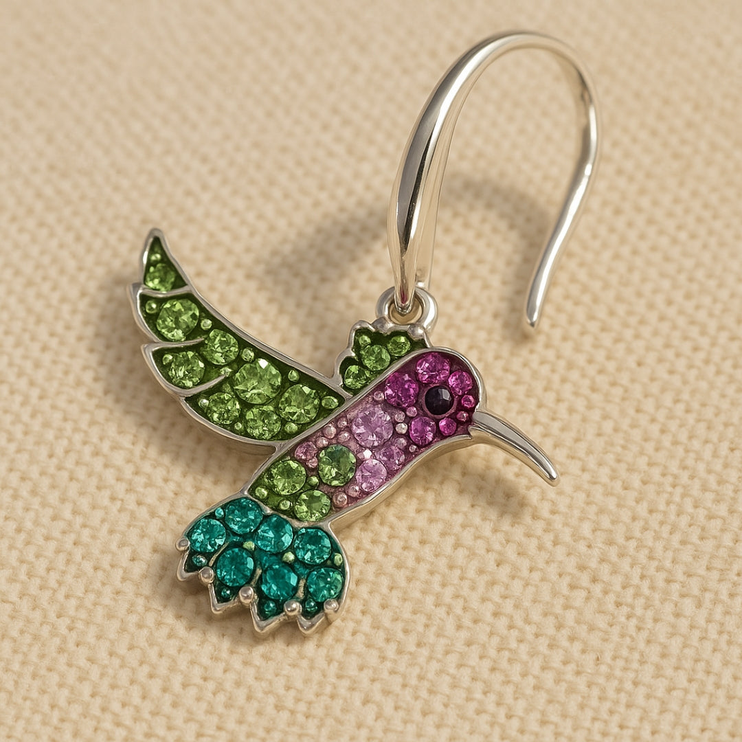 Pendientes Brillantes de Colibrí Colorido