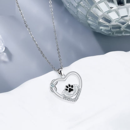 Collar de Huella de Patita de Perro y Zirconia