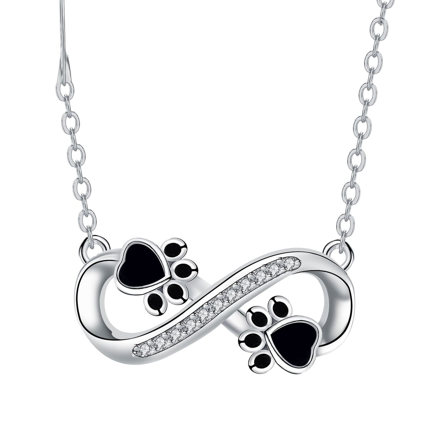 Collar de Huella de Pata con Infinito y Zirconia