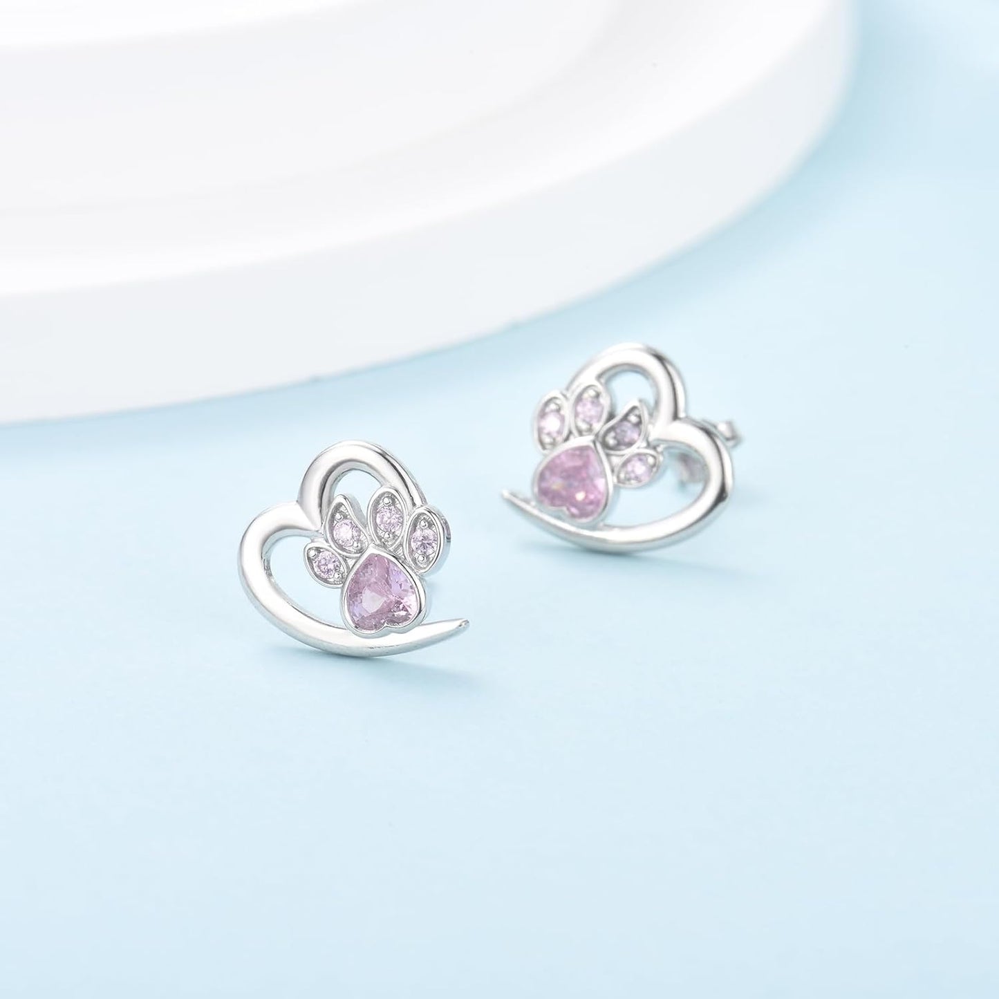 Pendientes de Pata y Corazón con Zirconia