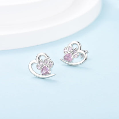 Pendientes de Pata y Corazón con Zirconia