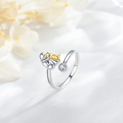 Anillo de Perro en Plata de Ley 925 con Zirconia