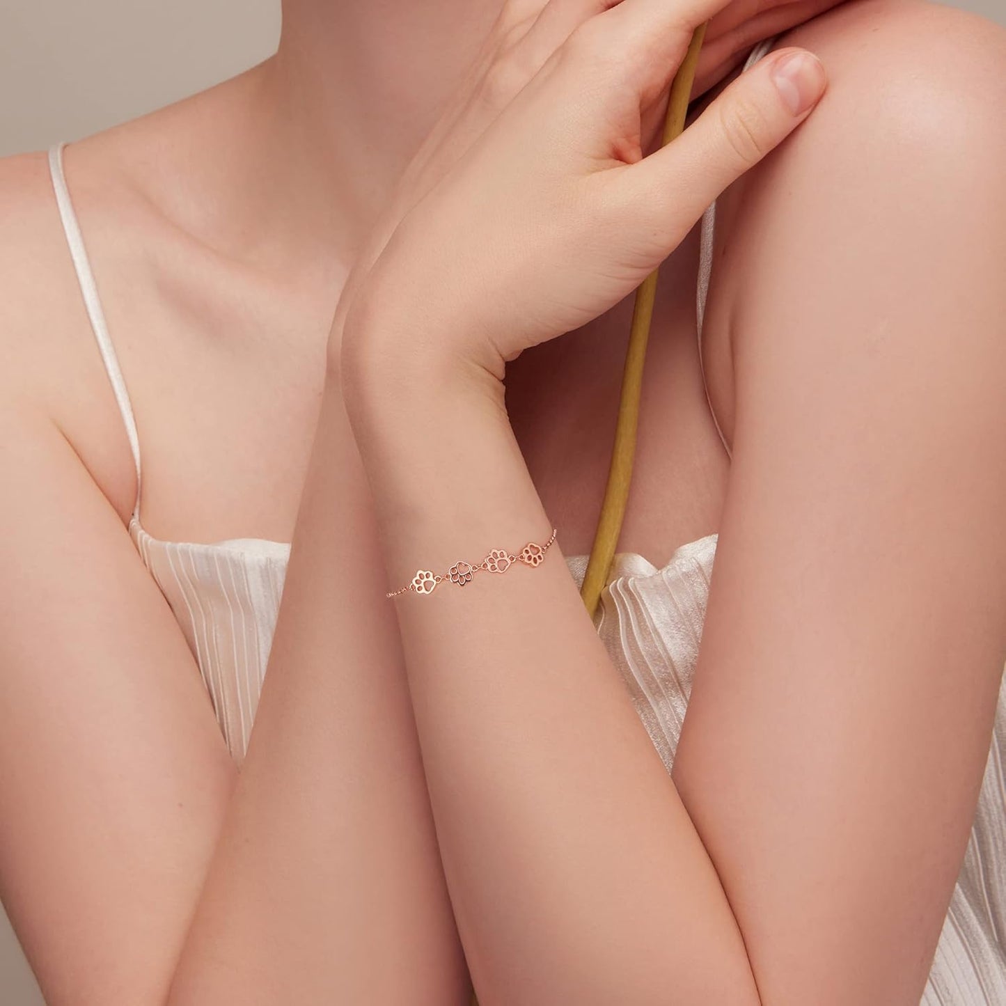 Pulsera de Huella de Pata en Plata de Ley