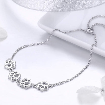 Pulsera de Huella de Pata en Plata de Ley