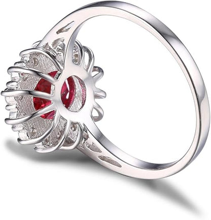 Anillo Halo de Rubí Clásico | Oro Blanco