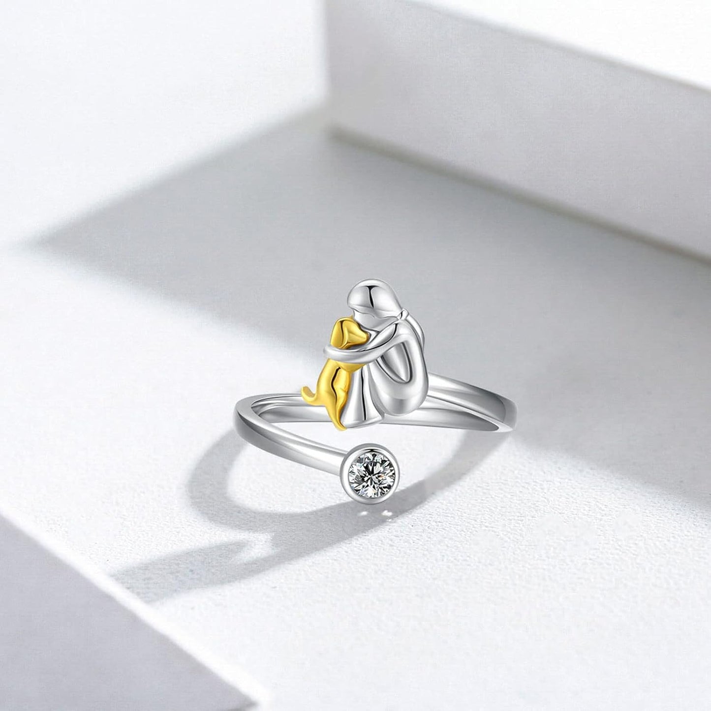 Anillo de Perro en Plata de Ley 925 con Zirconia