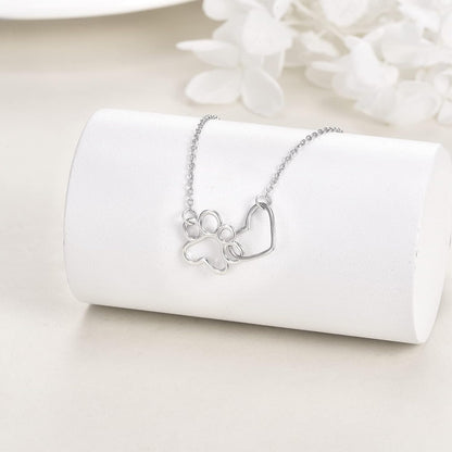 Collar de Huella de Pata en Plata de Ley