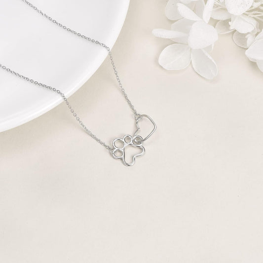 Collar de Huella de Pata en Plata de Ley
