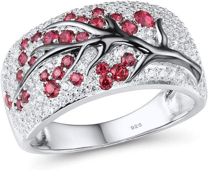 Anillo Árbol Florido de Rubí | Oro Blanco
