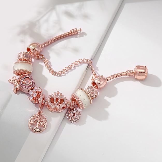 Pulsera Rose Atrapasueños con Dijes Incluidos en Plata