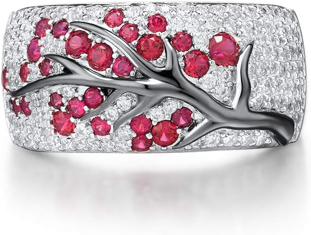 Anillo Árbol Florido de Rubí | Oro Blanco