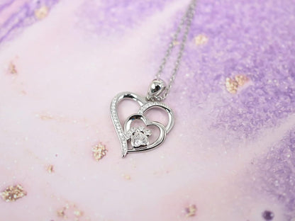 Collar de Pata y Corazón en Plata de Ley con Zirconia