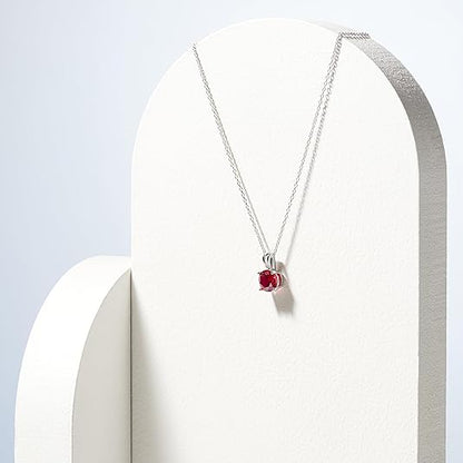 Collar de Rubí Corte Redondo | Oro Blanco