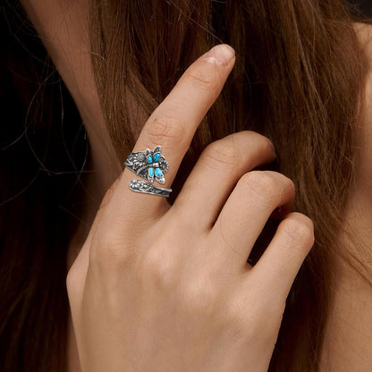Anillo Vintage Boho de Cuchara en Plata de Ley con Turquesa