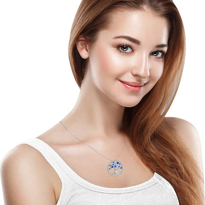 Collar de zafiro Árbol de la Vida | Oro Blanco