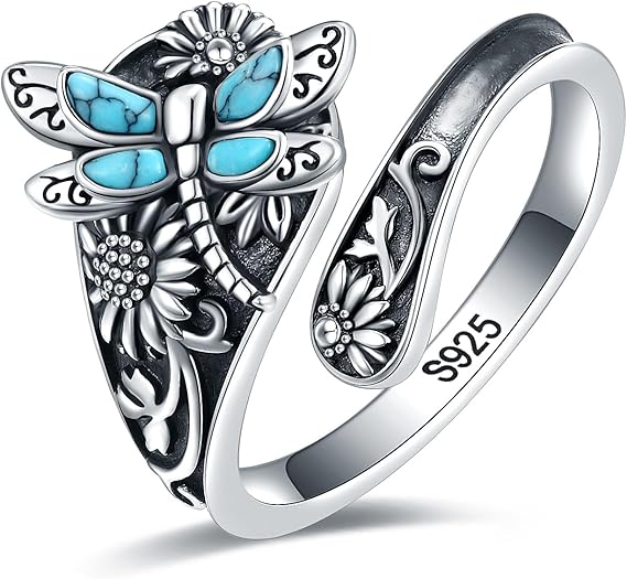 Anillo Vintage Boho de Cuchara en Plata de Ley con Turquesa