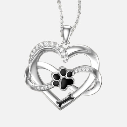 Collar de Infinito, Corazón y Pata en Plata de Ley 925 con Zirconia