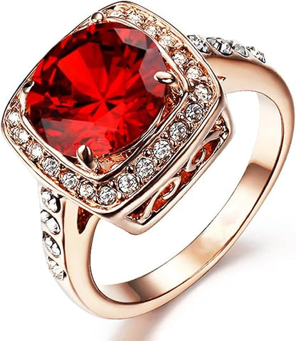 Anillo Declaración Halo de Rubí | Oro Rosa