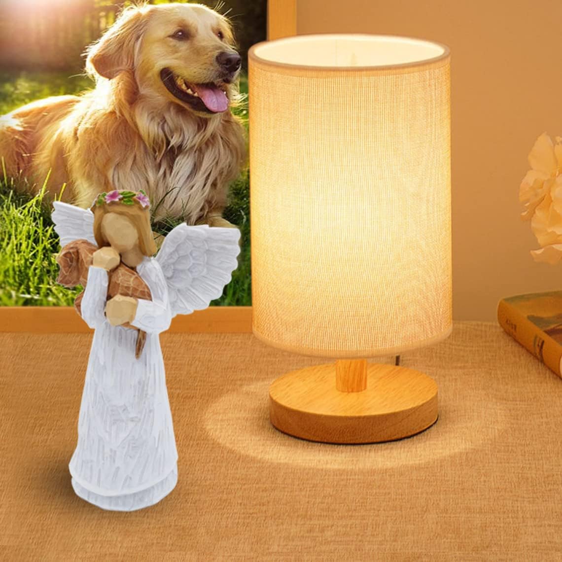 Set de Regalo Conmemorativo para Perro con Figura de Ángel de la Amistad y Pulsera Chakra del Puente Arcoíris