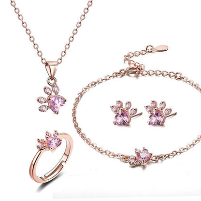 Set de Joyería de Pata en Oro Rosa