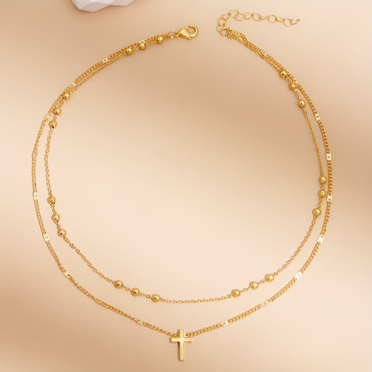 Collar Cruz vintage de doble capa