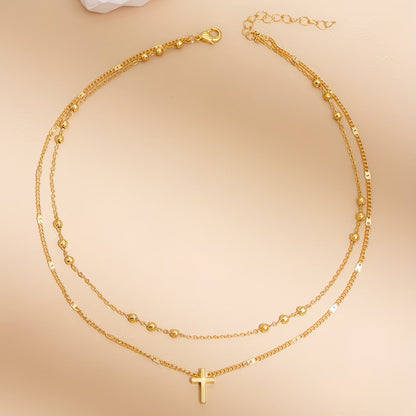Collar Cruz vintage de doble capa