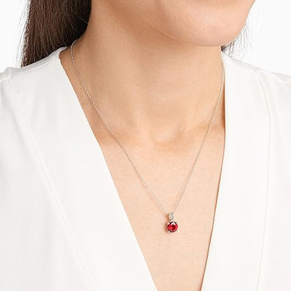 Collar de Rubí Corte Redondo | Oro Blanco
