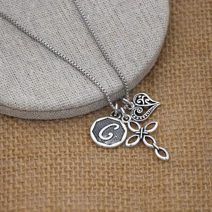 Collar Corazón y Cruz con inicial