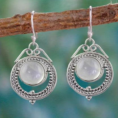 Pendientes Largos Piedra Lunar Elegantes