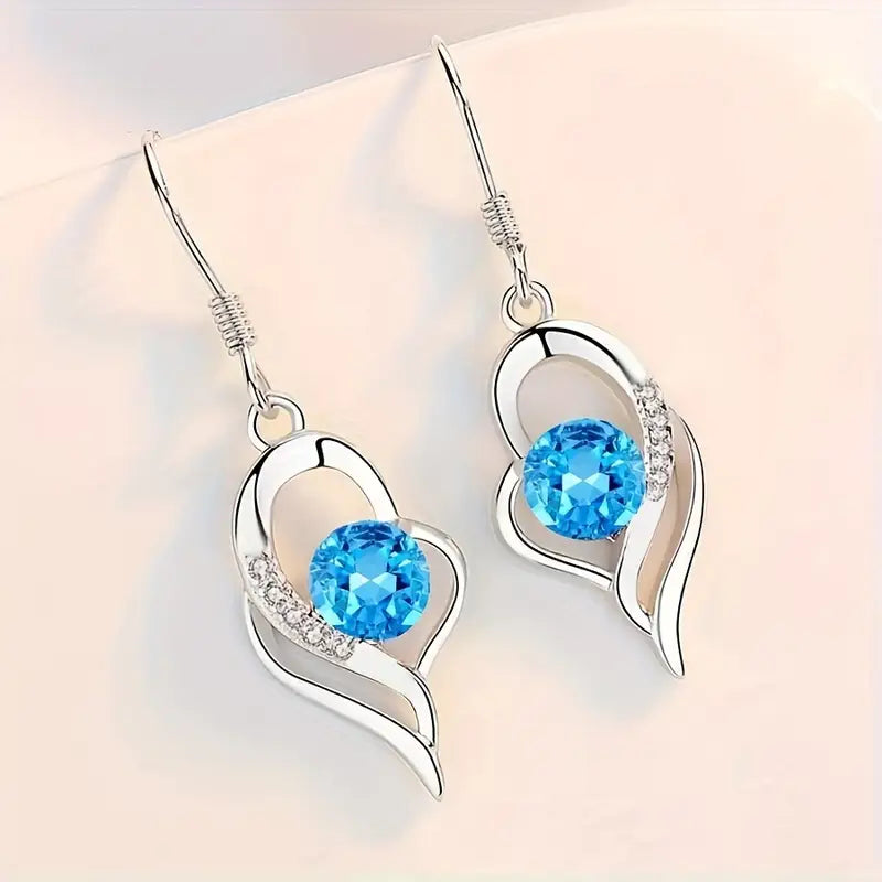 Pendientes de gota corazón eclipse | Oro Blanco