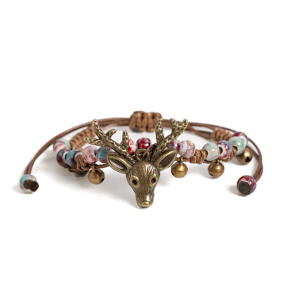 Pulsera Hecha a Mano con Dije de Cervatillo de Cerámica