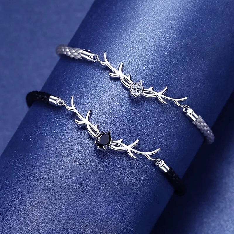 Pulsera de Corazón de Asta de Venado con Zirconia