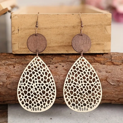 Pendientes colgantes de cuero vintage