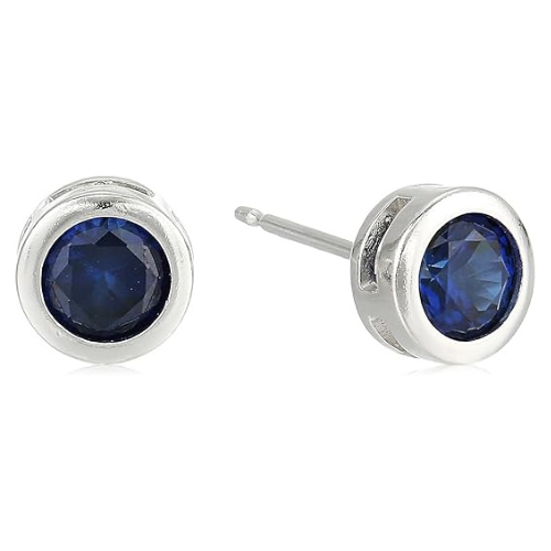 Pendientes de espiga de zafiro con bezel | Oro Blanco