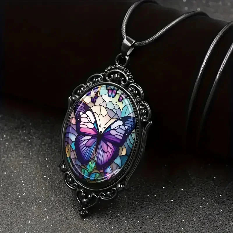 Collar de Mariposa con Cristal Púrpura