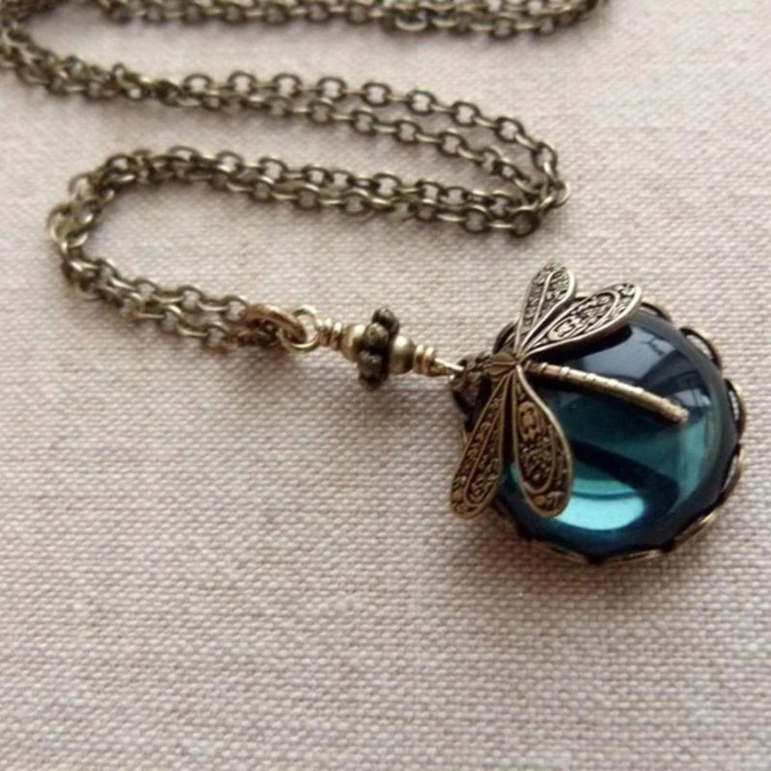 Collar Vintage de Libélula con Pendientes de Regalo