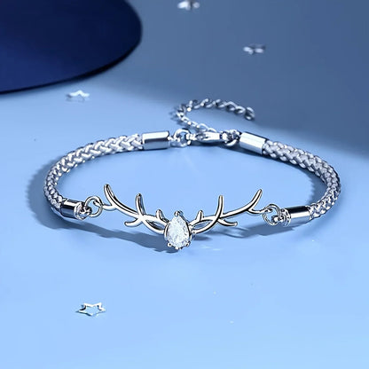 Pulsera de Corazón de Asta de Venado con Zirconia