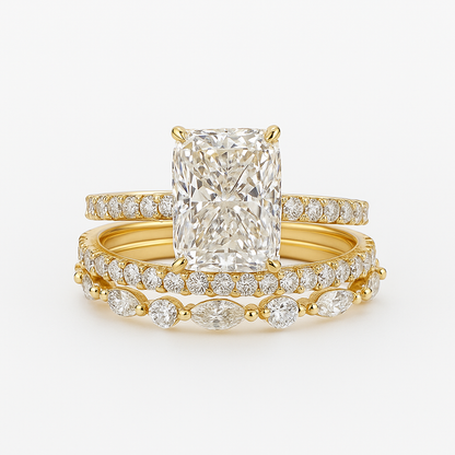 Set de Anillos de Boda 3PC Jaily | Oro Blanco