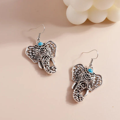 Pendientes Vintage de Elefante en Plata Bohemia