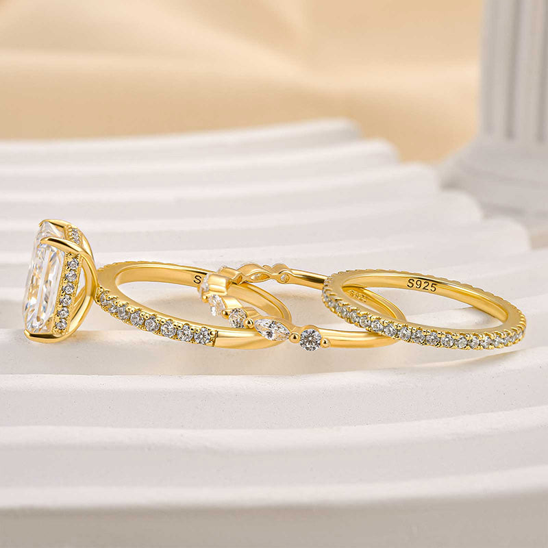 Set de Anillos de Boda 3PC Jaily | Oro Blanco