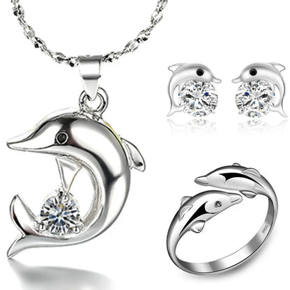 Set de Joyería de Delfín en Plata de Ley