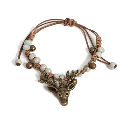 Pulsera Hecha a Mano con Dije de Cervatillo de Cerámica
