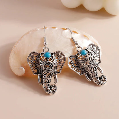 Pendientes Vintage de Elefante en Plata Bohemia