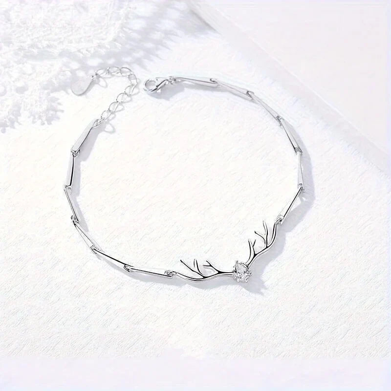 Pulsera de Corazón de Asta de Venado con Zirconia