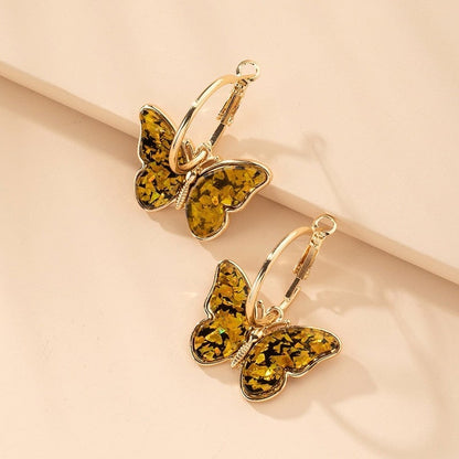 Pendientes de Mariposa de Cristal con Esmalte Pintado a Mano
