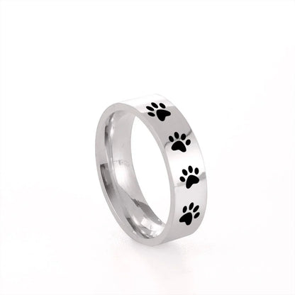 Anillo de Huella de Pata Hecho a Mano en Acero Inoxidable